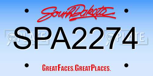 SPA2274 South Dakota License Plate