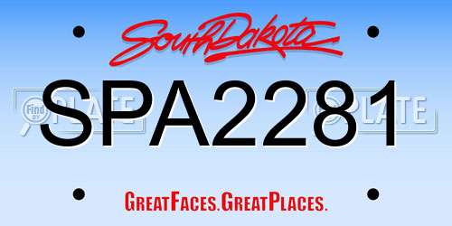 SPA2281 South Dakota License Plate