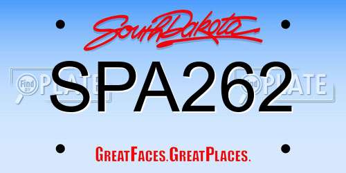 SPA262 South Dakota License Plate