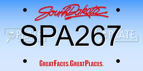 SPA267 South Dakota License Plate