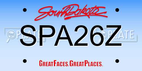 SPA26Z South Dakota License Plate
