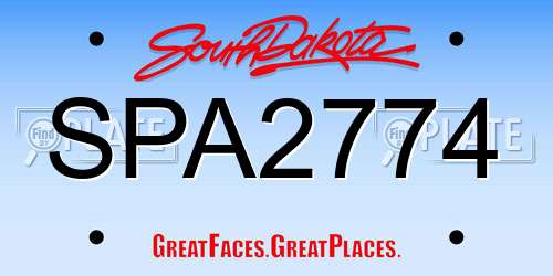 SPA2774 South Dakota License Plate