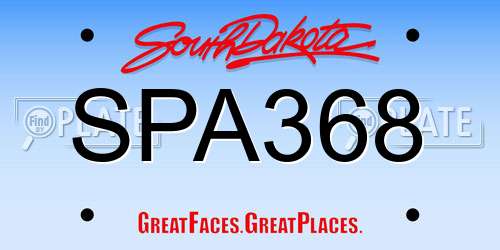 SPA368 South Dakota License Plate