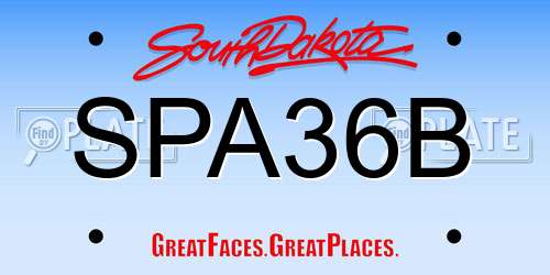 SPA36B South Dakota License Plate