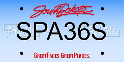 SPA36S South Dakota License Plate