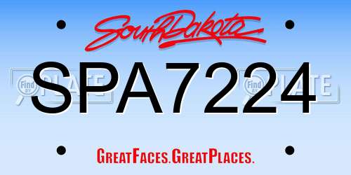 SPA7224 South Dakota License Plate