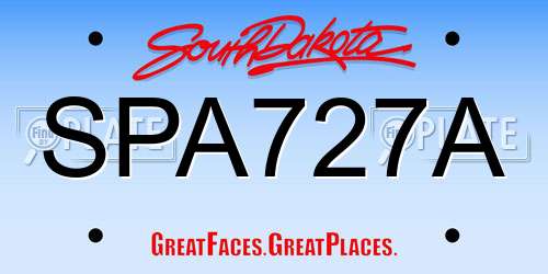 SPA727A South Dakota License Plate