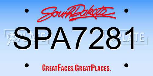 SPA7281 South Dakota License Plate