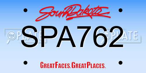SPA762 South Dakota License Plate