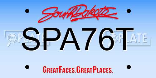 SPA76T South Dakota License Plate
