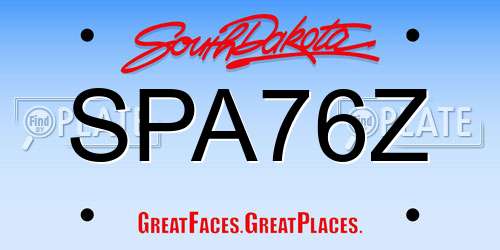 SPA76Z South Dakota License Plate
