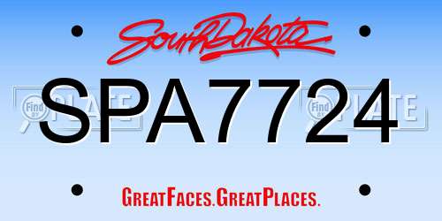 SPA7724 South Dakota License Plate