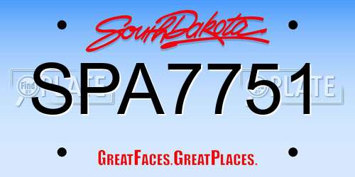 SPA7751 South Dakota License Plate