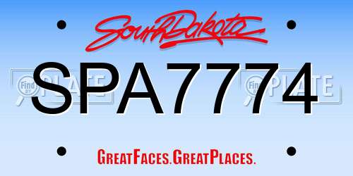 SPA7774 South Dakota License Plate