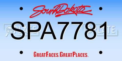 SPA7781 South Dakota License Plate