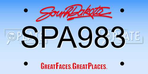 SPA983 South Dakota License Plate