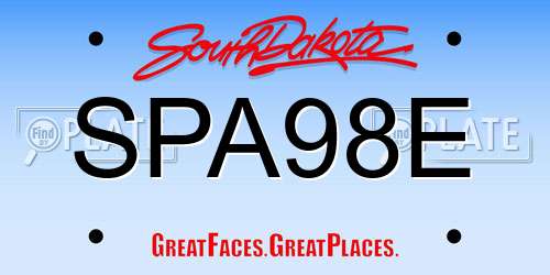 SPA98E South Dakota License Plate