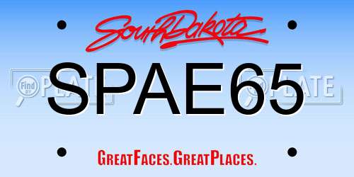 SPAE65 South Dakota License Plate
