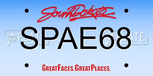SPAE68 South Dakota License Plate