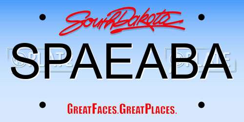 SPAEABA South Dakota License Plate