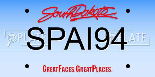 SPAI94 South Dakota License Plate