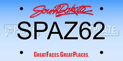 SPAZ62 South Dakota License Plate