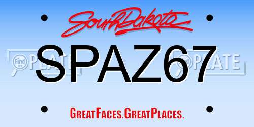 SPAZ67 South Dakota License Plate