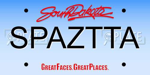 SPAZTTA South Dakota License Plate