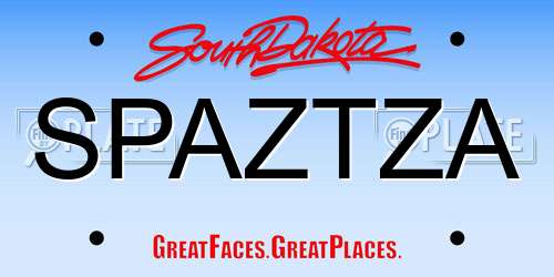 SPAZTZA South Dakota License Plate