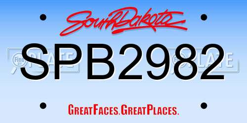 SPB2982 South Dakota License Plate