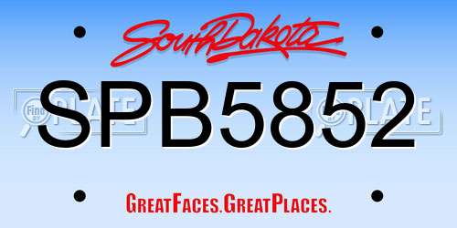 SPB5852 South Dakota License Plate