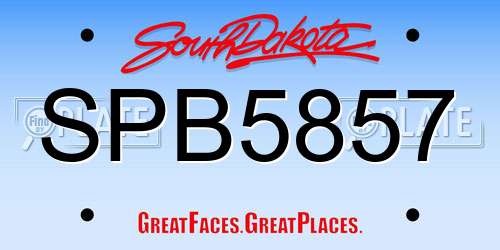 SPB5857 South Dakota License Plate