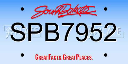 SPB7952 South Dakota License Plate