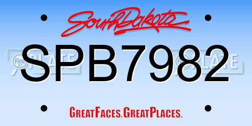 SPB7982 South Dakota License Plate