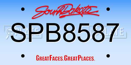 SPB8587 South Dakota License Plate