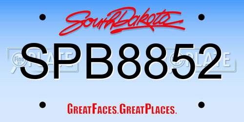SPB8852 South Dakota License Plate