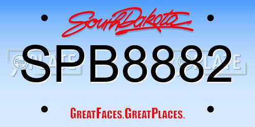 SPB8882 South Dakota License Plate