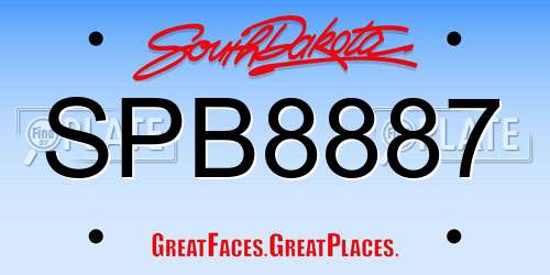 SPB8887 South Dakota License Plate