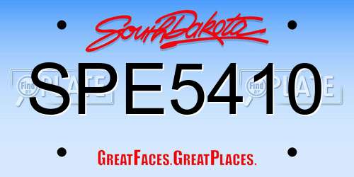 SPE5410 South Dakota License Plate