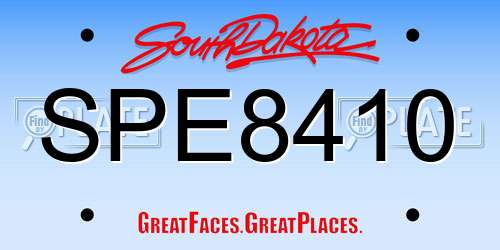 SPE8410 South Dakota License Plate
