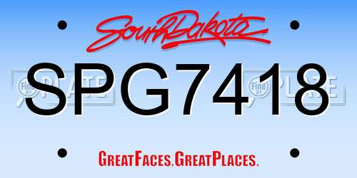 SPG7418 South Dakota License Plate
