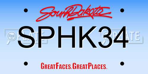SPHK34 South Dakota License Plate