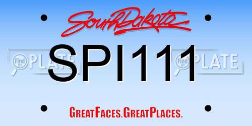 SPI111 South Dakota License Plate