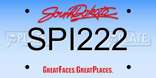 SPI222 South Dakota License Plate