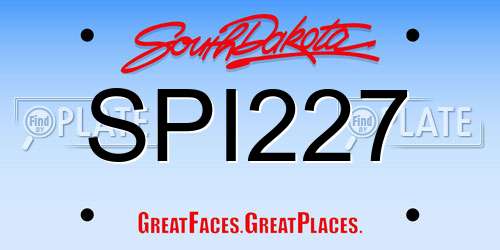 SPI227 South Dakota License Plate