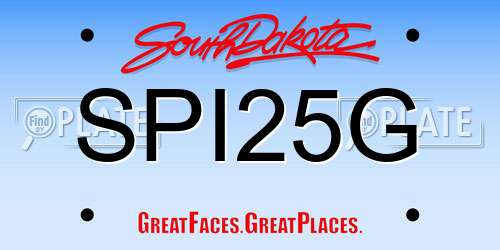 SPI25G South Dakota License Plate