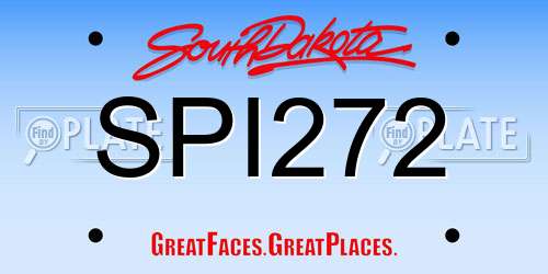 SPI272 South Dakota License Plate