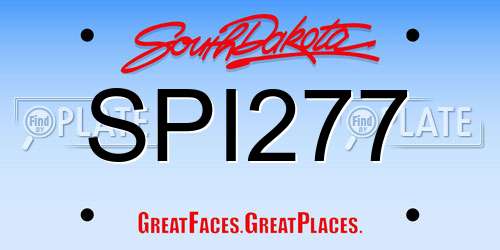 SPI277 South Dakota License Plate