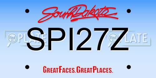 SPI27Z South Dakota License Plate