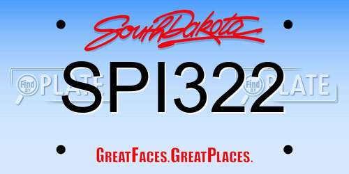 SPI322 South Dakota License Plate